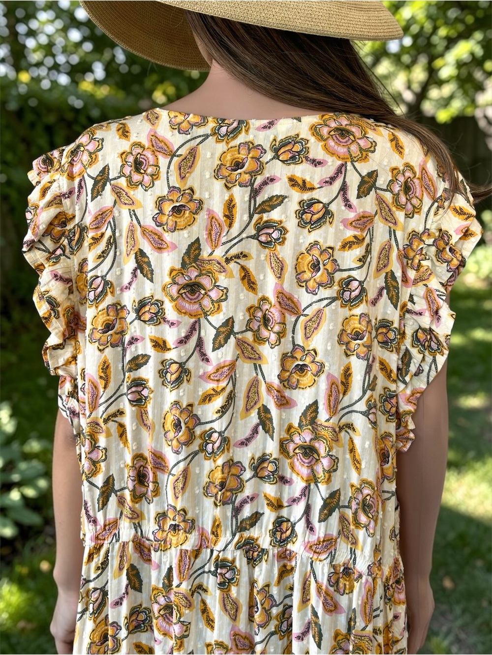 Sonoma 3X Floral Maxi Dress Button Front Pockets Boho Cottagecore - Picture 3 of 8